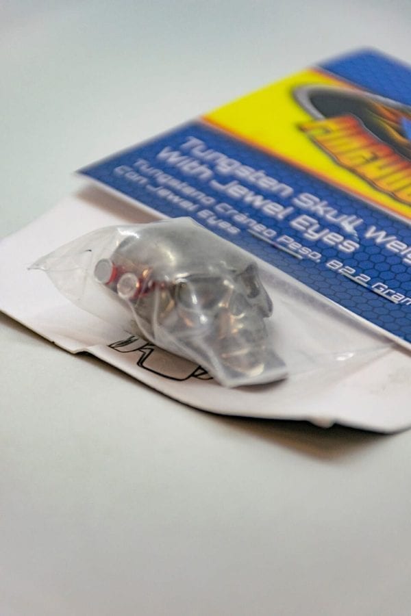 Pinewood Derby Tungsten Skull Weight with jewel eyes - Image 2