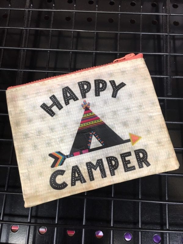 "Happy Camper" Recycled Zip Coin Pouch -- THIS ITEM IS NO LONGER AVAILABLE