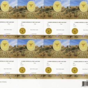 First Class Rank Pocket Certificate, 8 per Sheet -- THIS ITEM IS CURRENTLY UNAVAILABLE