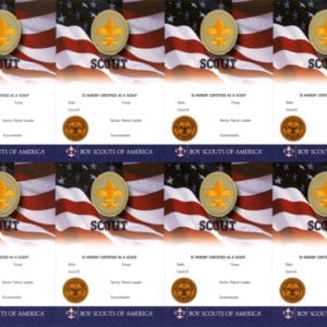 Scout Rank Pocket Certificate, 8 per Sheet -- THIS ITEM IS CURRENTLY UNAVAILABLE