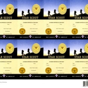 Star Scout Rank Pocket Certificate, 8 per Sheet -- THIS ITEM IS CURRENTLY UNAVAILABLE