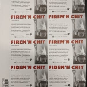 Firem'n Chit Pocket Certificate, 8 per Sheet - THIS ITEM IS NO LONGER AVAILABLE